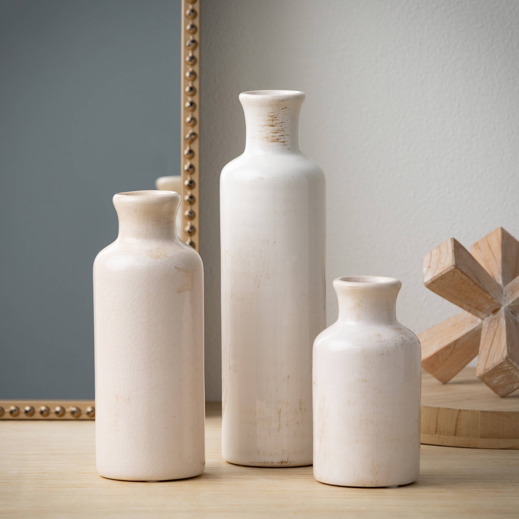 Small Ceramic Bottle Vases - Set of 3 - The Street Boutique