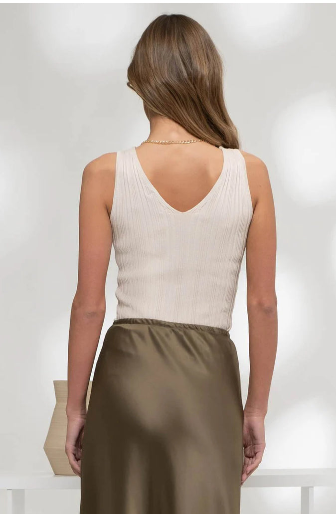 Oatmeal Sleeveless Sweater Top - The Street Boutique 
