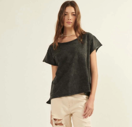 Short Sleeve Mineral Wash T-Shirt in Charcoal