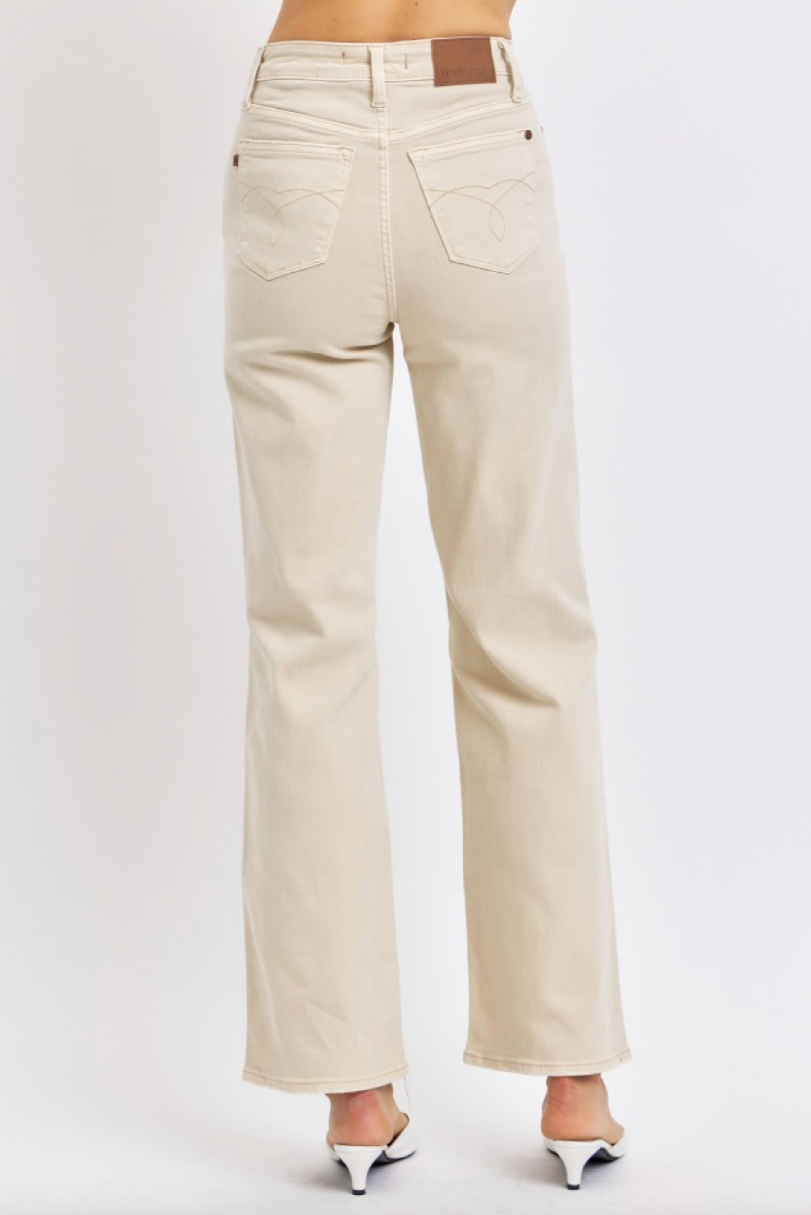 Judy Blue High Waist Bone Distressed 90s Straight Jeans - The Street Boutique