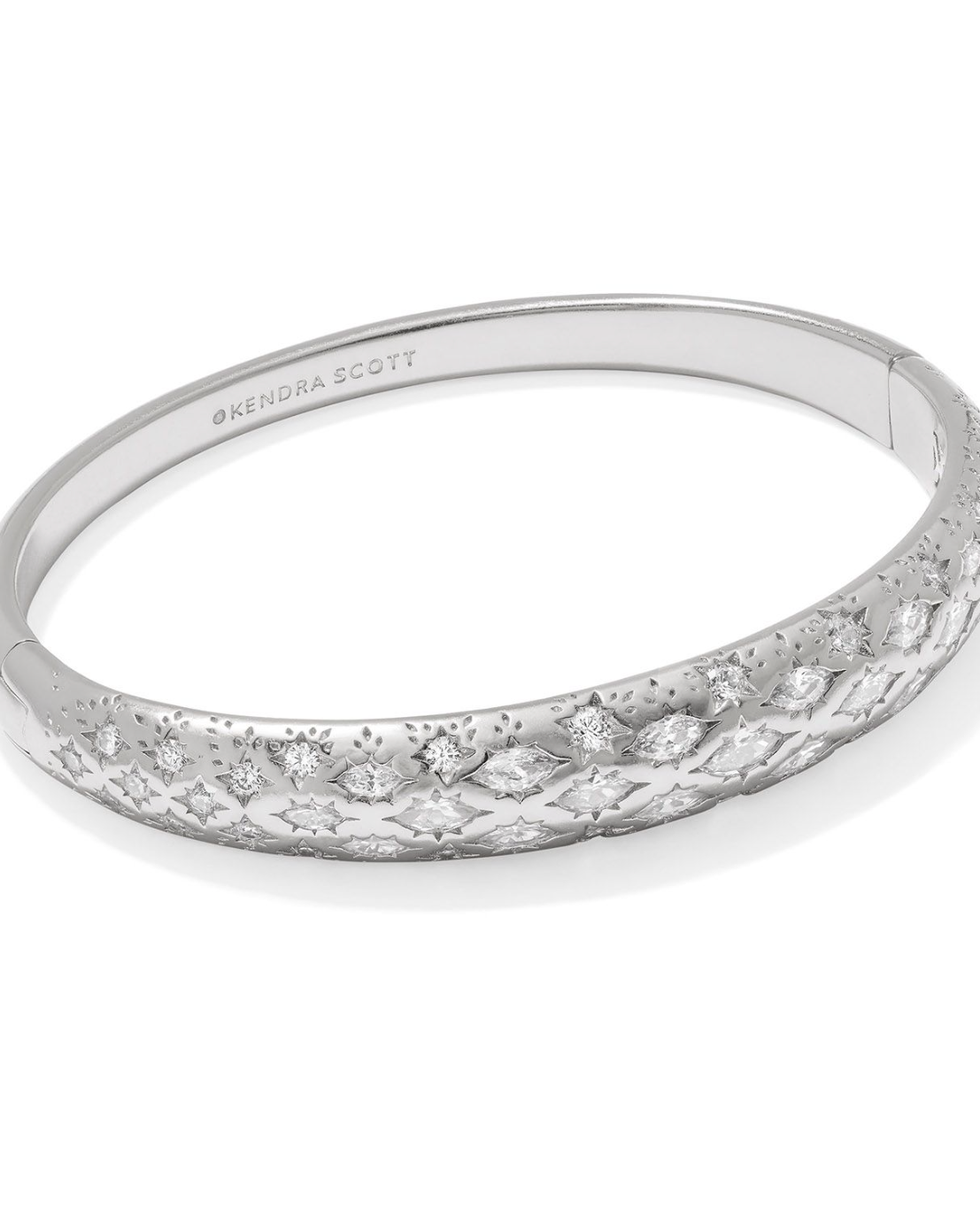 Holland Silver Bangle Bracelet in White Crystal (M/L) | KENDRA SCOTT - The Street Boutique