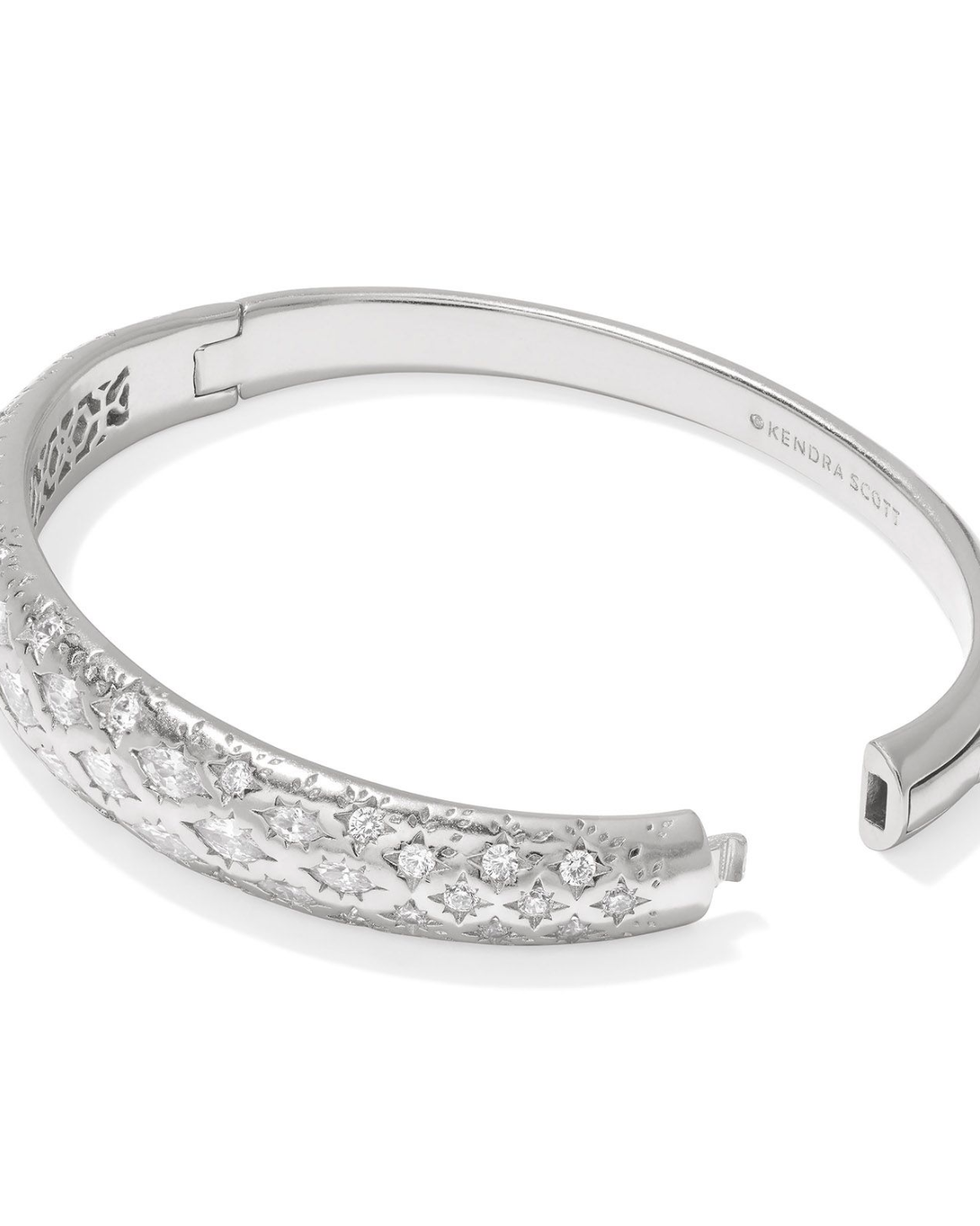 Holland Silver Bangle Bracelet in White Crystal (M/L) | KENDRA SCOTT - The Street Boutique