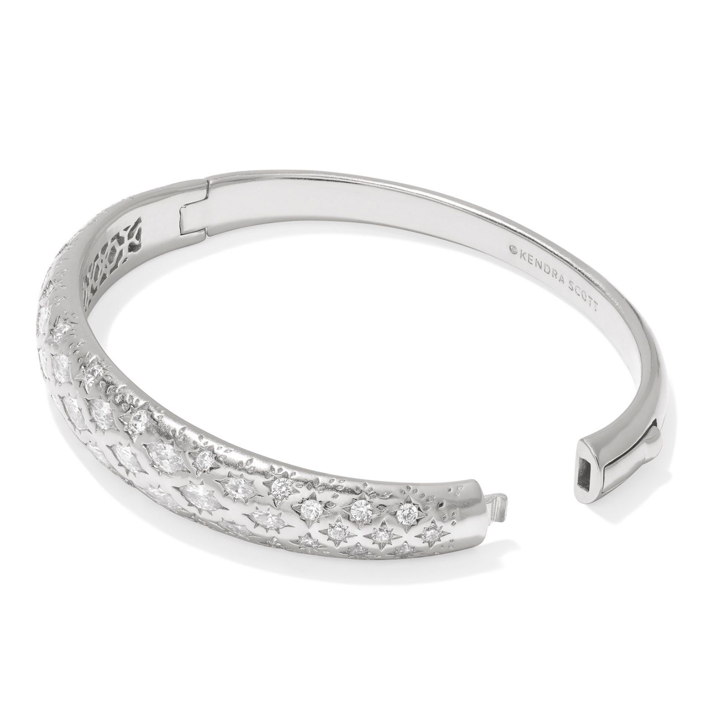 Holland Silver Bangle Bracelet in White Crystal (M/L) | KENDRA SCOTT - The Street Boutique
