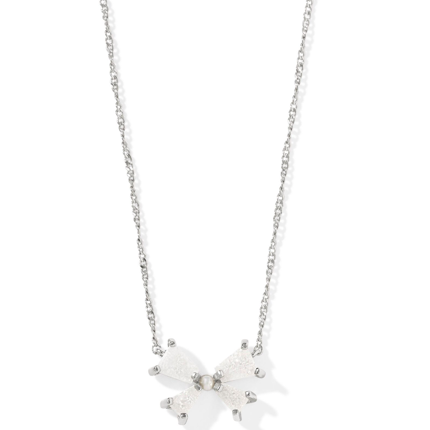 Blair Silver Bow Small Short Pendant Necklace in Iridescent Drusy | KENDRA SCOTT - Kendra Scott