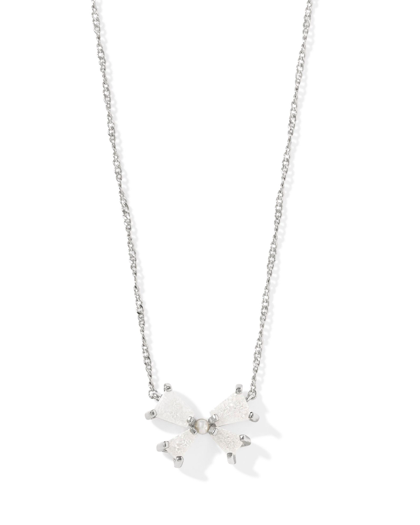 Blair Silver Bow Small Short Pendant Necklace in Iridescent Drusy | KENDRA SCOTT - The Street Boutique