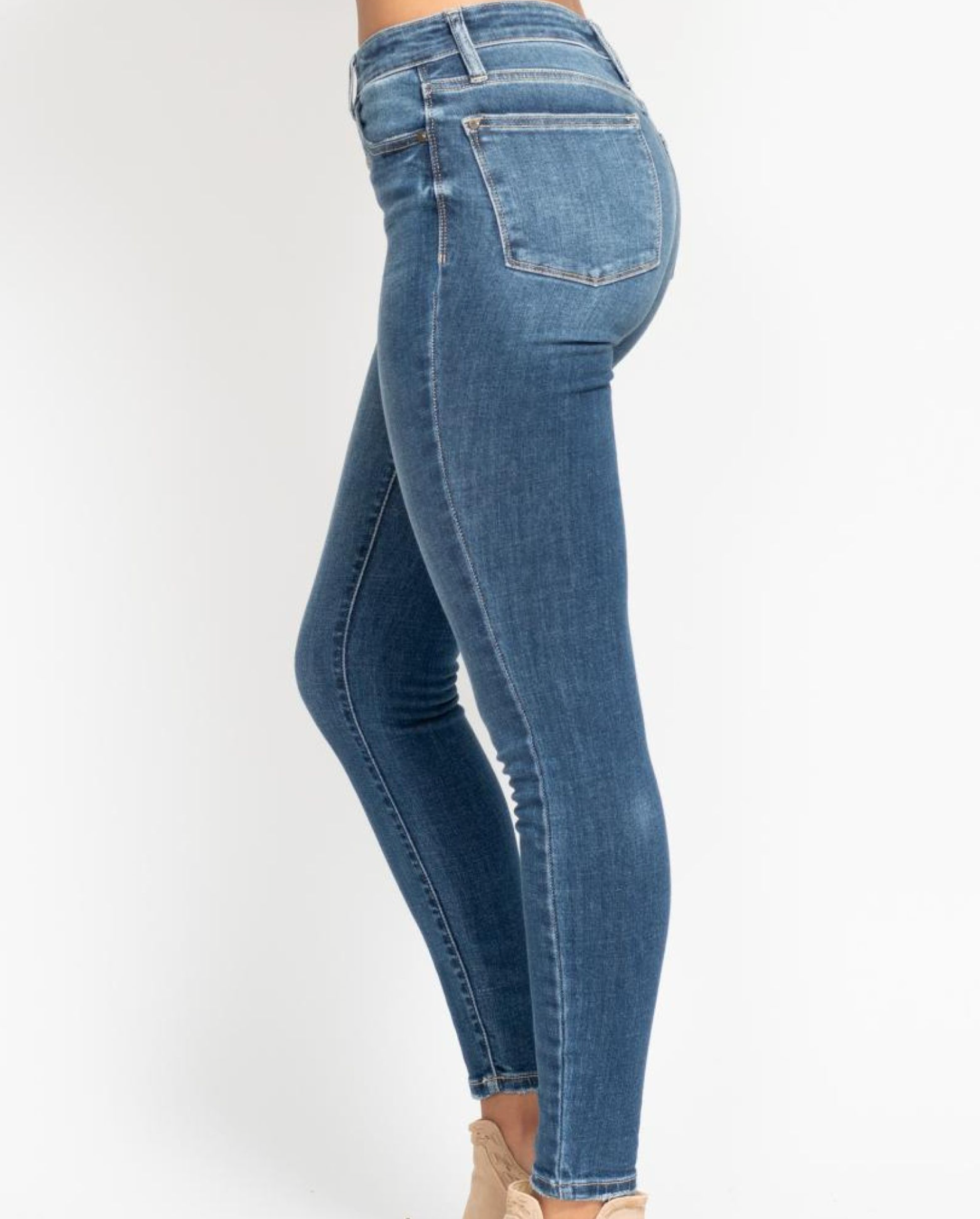 Judy Blue High Rise Button Fly Skinny Jeans - The Street Boutique