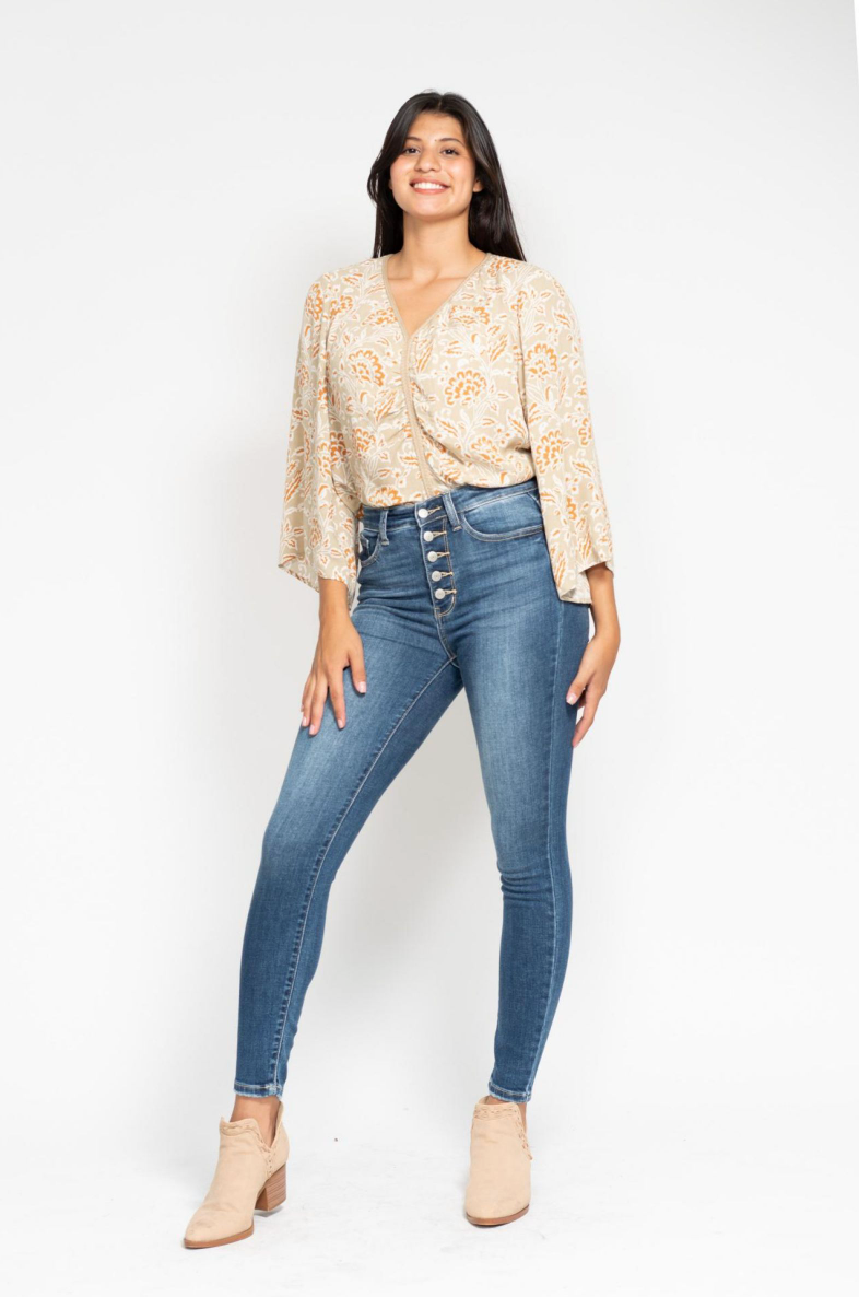 Judy Blue High Rise Button Fly Skinny Jeans - The Street Boutique
