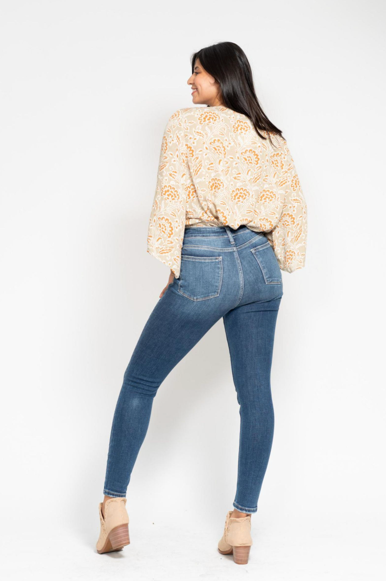 Judy Blue High Rise Button Fly Skinny Jeans - The Street Boutique
