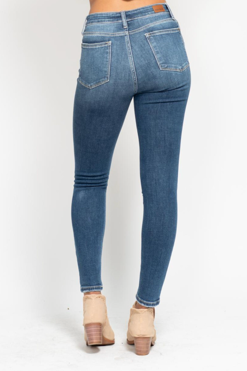 Judy Blue High Rise Button Fly Skinny Jeans - The Street Boutique