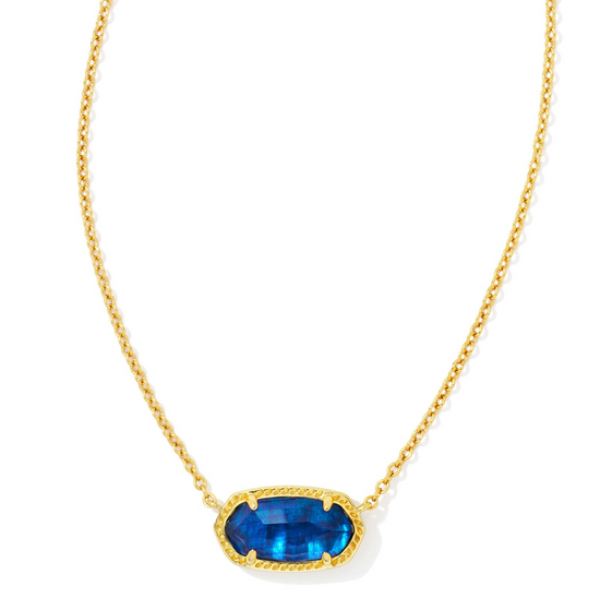 KENDRA SCOTT Elisa Short Pendant Necklace in Gold Navy Abalone - The Street Boutique 