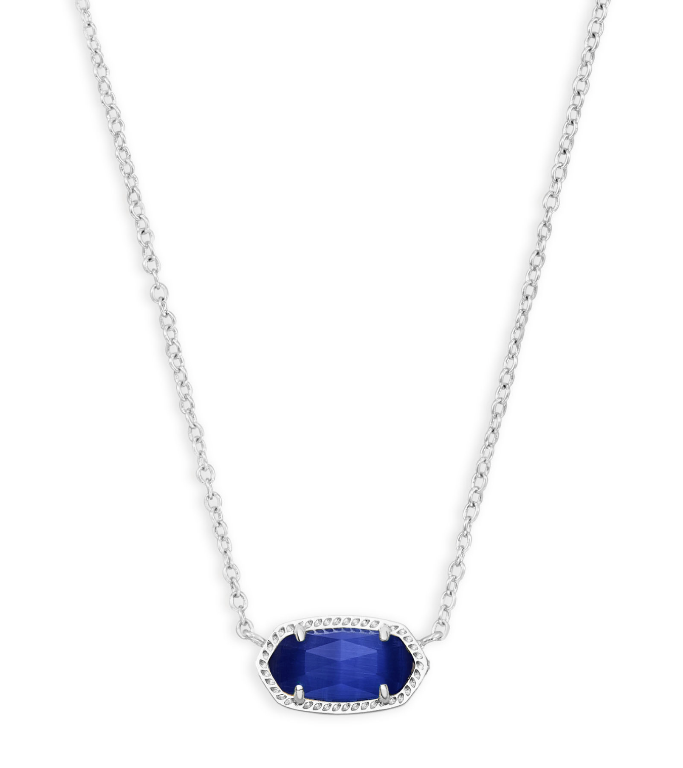 KENDRA SCOTT Elisa Silver Pendant Necklace in Cobalt Cats Eye - The Street Boutique 