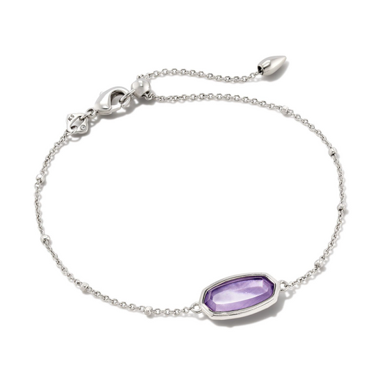 KENDRA SCOTT Framed Elaina Delicate Chain Bracelet in Silver Lavender Opalite Illusion - The Street Boutique 
