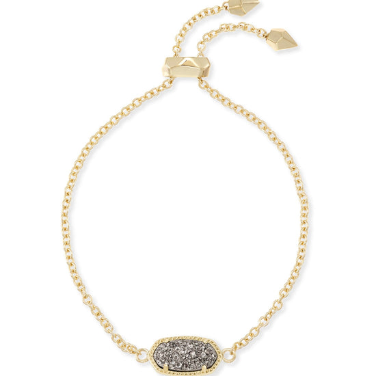 KENDRA SCOTT Elaina Gold Adjustable Chain Bracelet in Platinum Drusy - The Street Boutique 