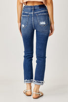 RISEN High Rise Cropped Straight Jeans in Dark - The Street Boutique 