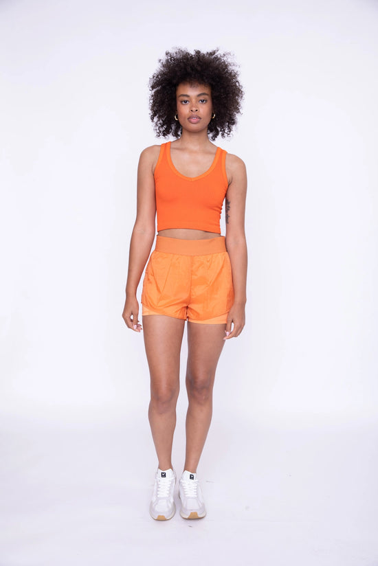 2-in-1 Nyon Shorts in Tangerine - The Street Boutique 