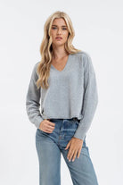 Heather Grey Exposed Seam Knit Sweater - The Street Boutique 