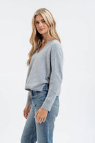 Heather Grey Exposed Seam Knit Sweater - The Street Boutique 