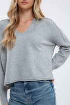 Heather Grey Exposed Seam Knit Sweater - The Street Boutique 