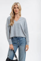 Heather Grey Exposed Seam Knit Sweater - The Street Boutique 