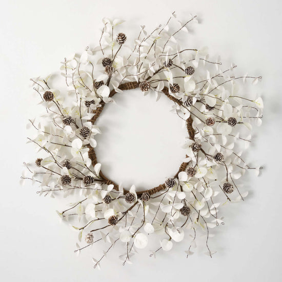 Load image into Gallery viewer, White Eucalyptus Artificial Wreath 19-in - The Street Boutique 
