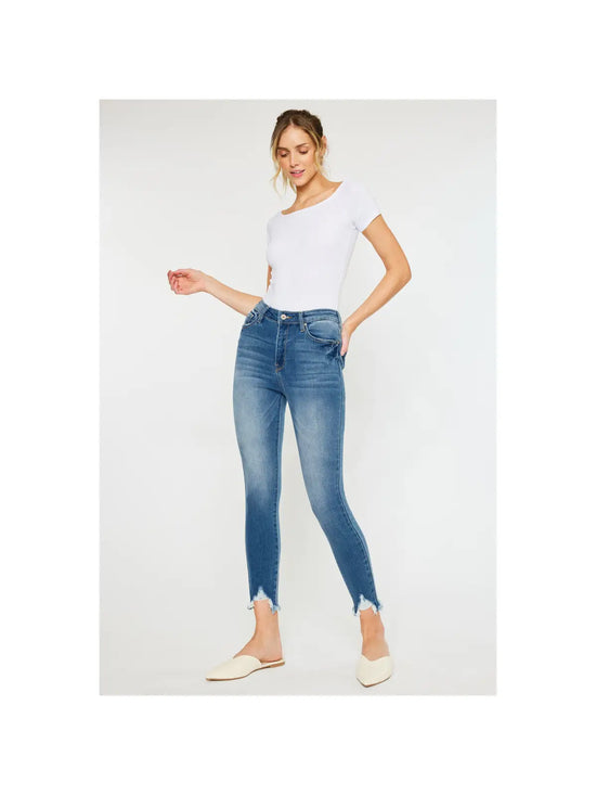 KanCan High Rise Fray Hem Ankle Skinny Jeans - The Street Boutique 