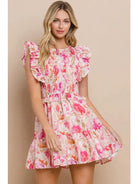 Pink Floral Printed Mini Dress - The Street Boutique 