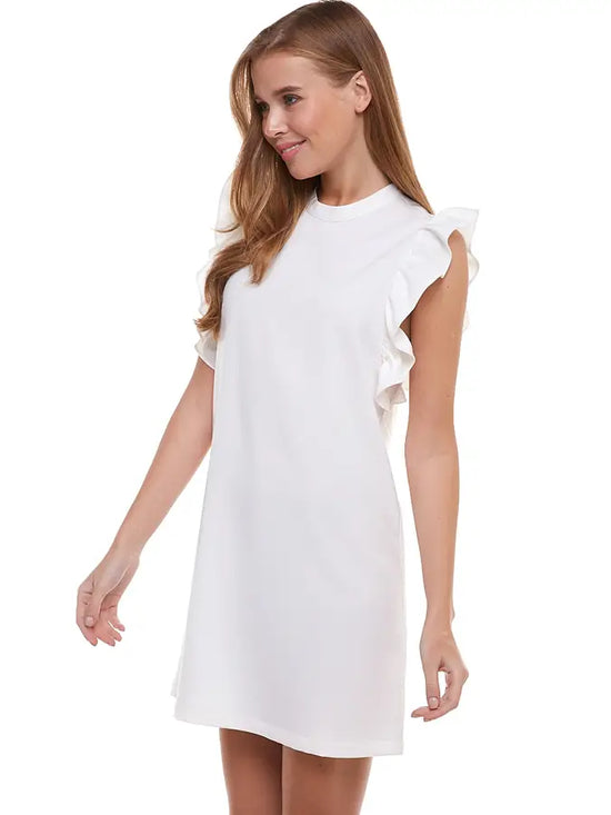White Ruffled Sleeve Mini Dress - The Street Boutique 