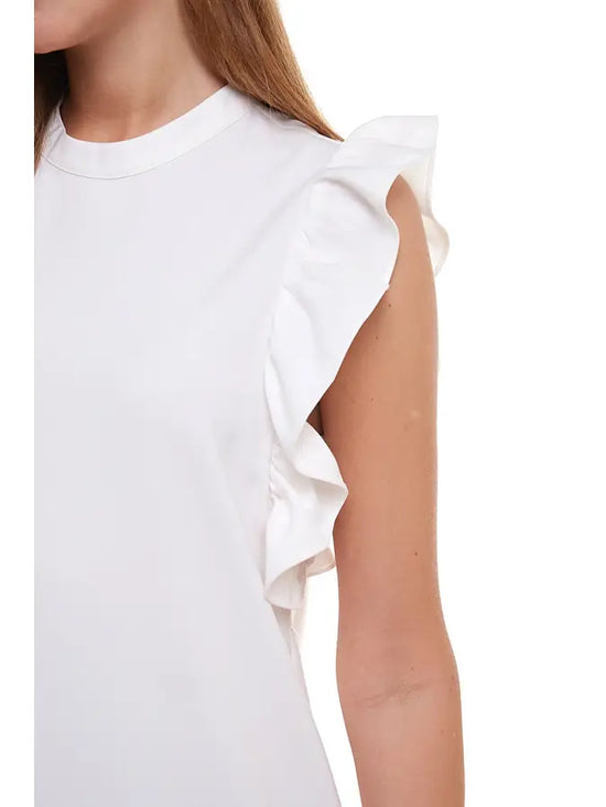White Ruffled Sleeve Mini Dress - The Street Boutique 