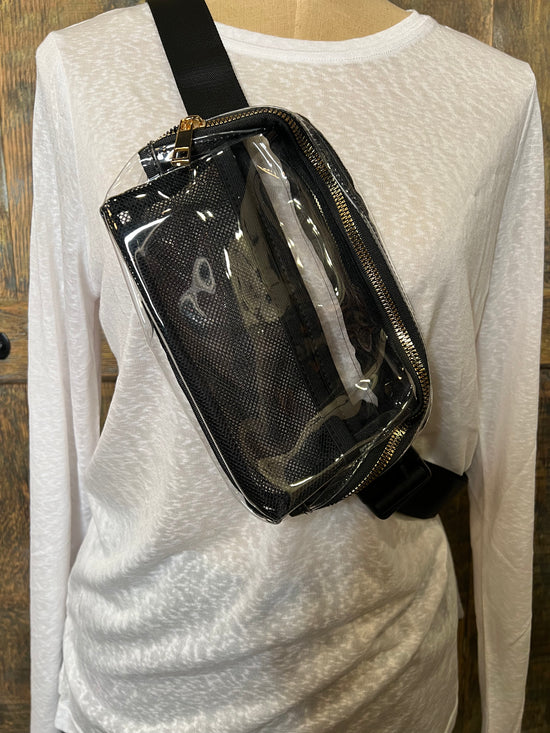 Stadium CLEAR Belt Bag in Black - The Street Boutique 