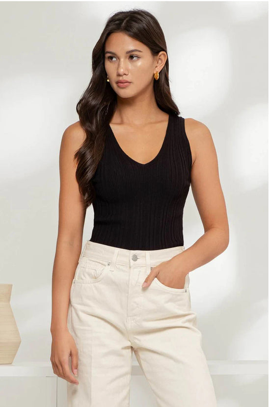 Black Sleeveless Sweater Top - The Street Boutique 