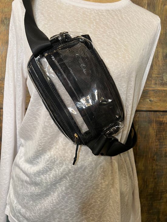 Stadium CLEAR Belt Bag in Black - The Street Boutique 