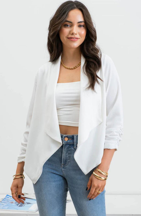 Solid Off White Blazer - The Street Boutique 