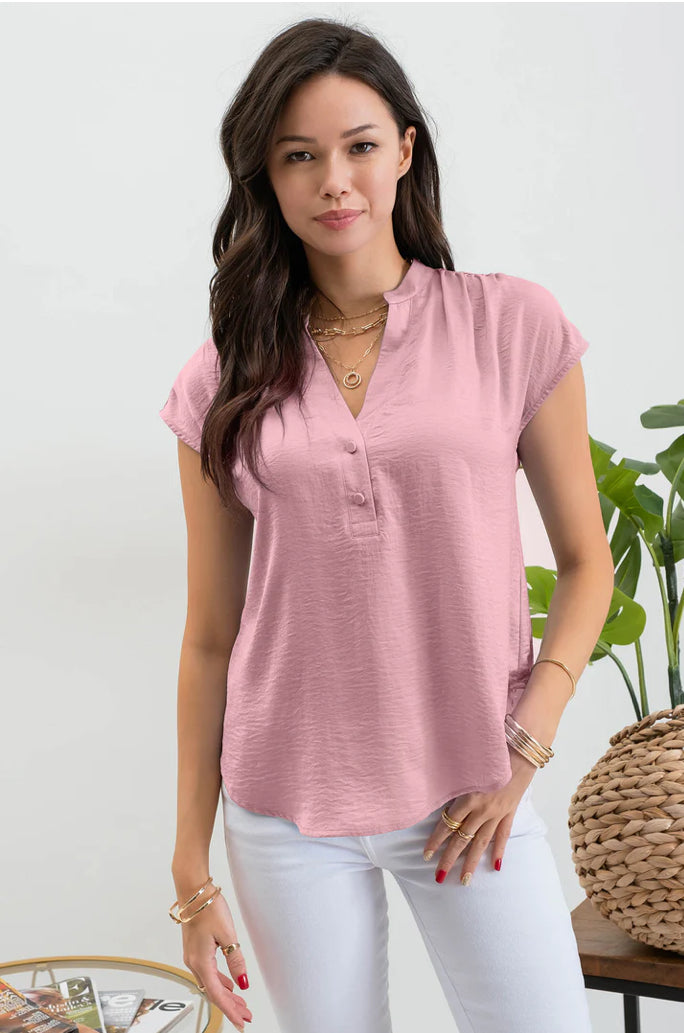 Dusty Pink Button Blouse - The Street Boutique 