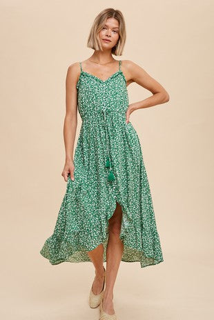 Kelly Green Floral Cami Dress - The Street Boutique 