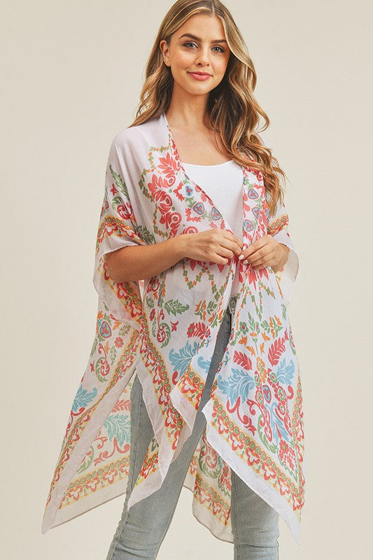 Bohemian Print Kimono | Beige/Coral - The Street Boutique 