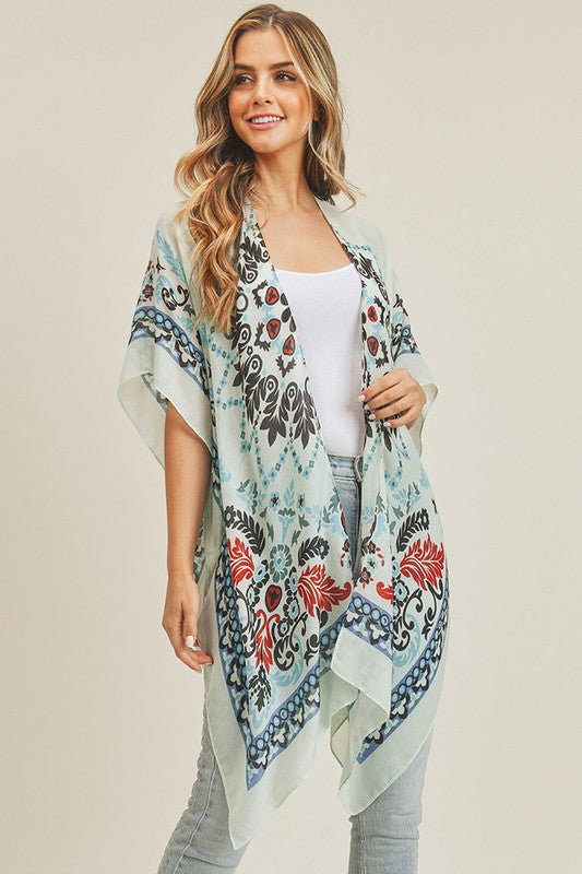 Bohemian Print Kimono | Blue/Black - The Street Boutique 