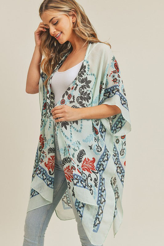 Bohemian Print Kimono | Blue/Black - The Street Boutique 