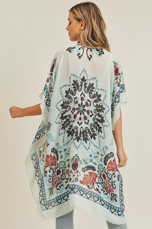 Bohemian Print Kimono | Blue/Black - The Street Boutique 