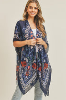 Bohemian Print Kimono | Navy/Beige - The Street Boutique 