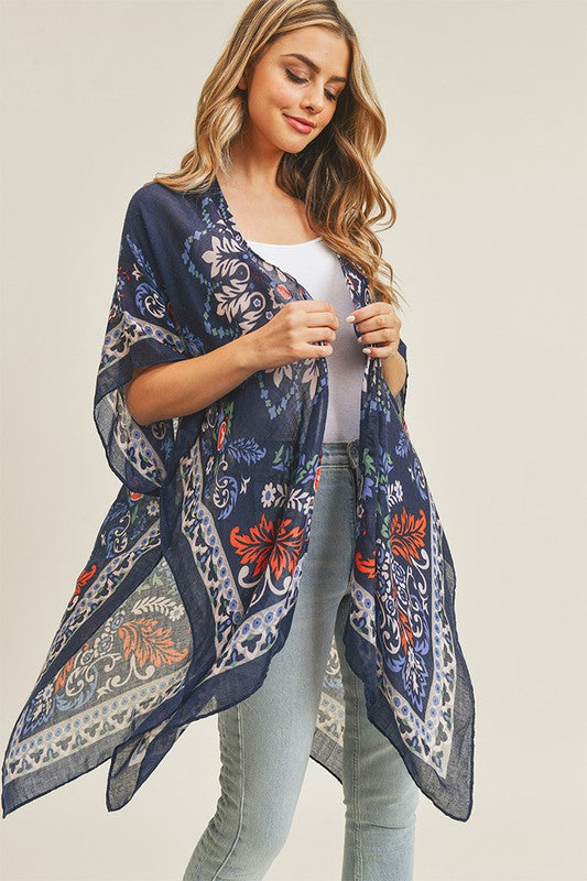 Bohemian Print Kimono | Navy/Beige - The Street Boutique 