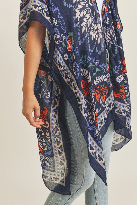 Bohemian Print Kimono | Navy/Beige - The Street Boutique 