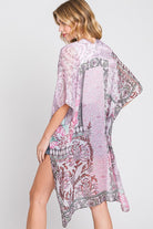 Pink Paisley Flower Print Kimono - The Street Boutique 