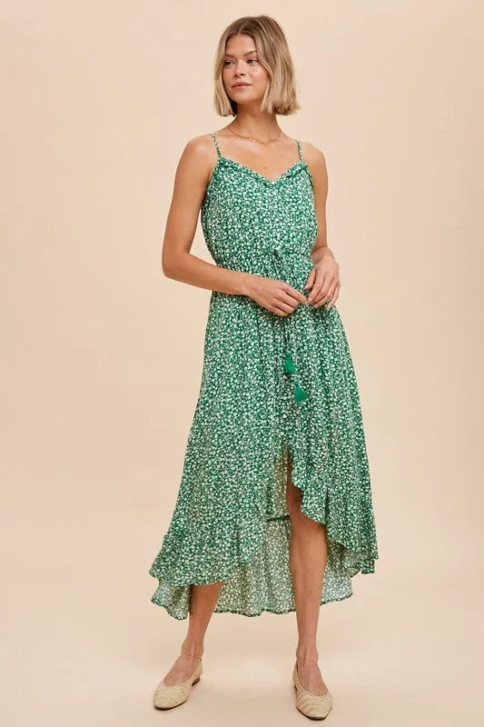 Kelly Green Floral Cami Dress - The Street Boutique 