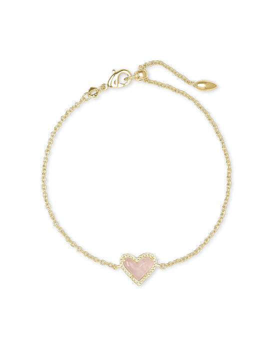 Load image into Gallery viewer, Ari Heart Delicate Bracelet in Gold Rose Quartz | KENDRA SCOTT - The Street Boutique 
