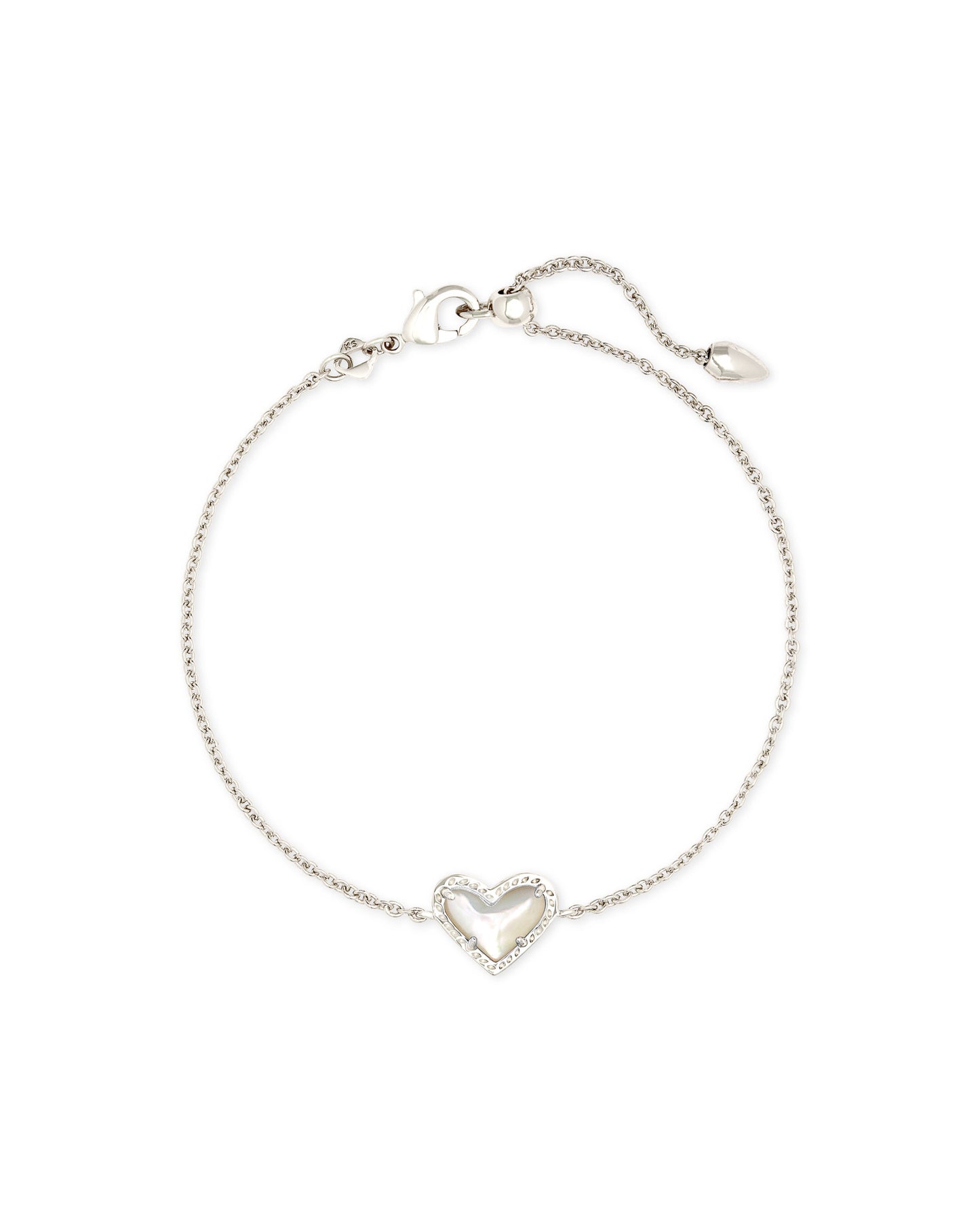 Ari Heart Delicate Bracelet in Rhodium Ivory Mother of Pearl | KENDRA SCOTT - The Street Boutique 