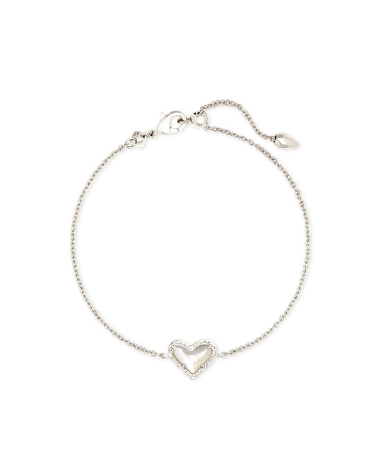 Ari Heart Delicate Bracelet in Rhodium Ivory Mother of Pearl | KENDRA SCOTT - The Street Boutique 