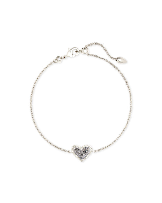 Ari Heart Delicate Bracelet in Rhodium Platinum Drusy | KENDRA SCOTT - The Street Boutique 