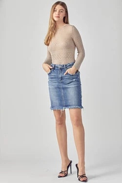 Medium Wash High Rise Mini Skirt by RISEN - The Street Boutique 