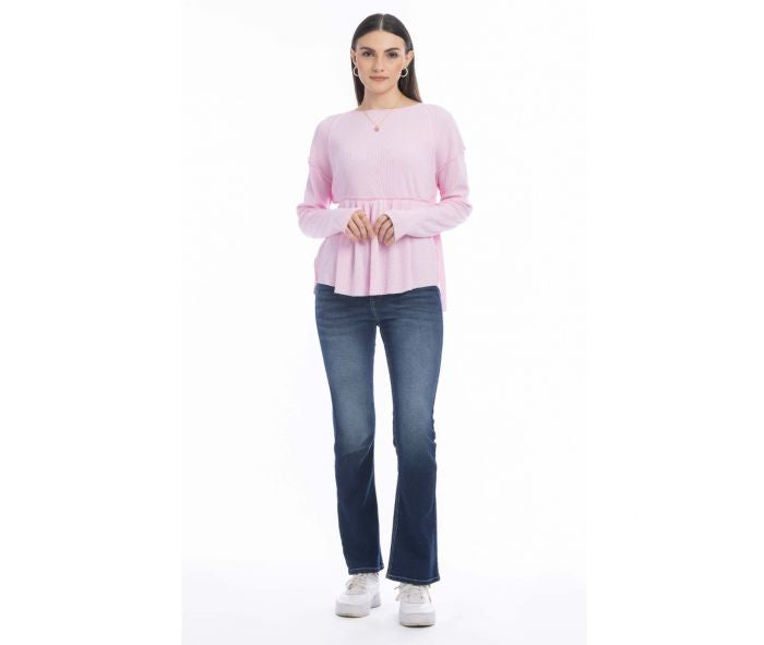 Matilda Ruffled Hem Blouse in Pink - The Street Boutique 