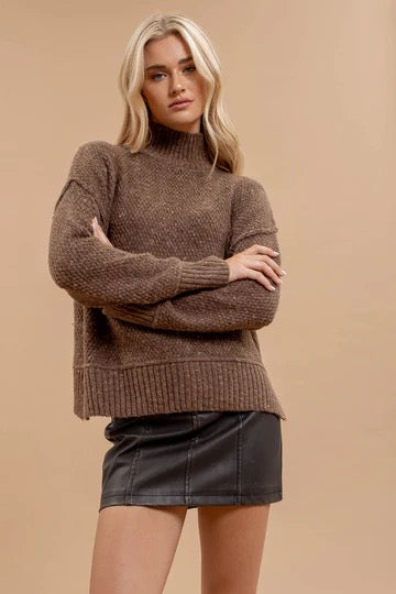 Mocha Turtleneck Sweater - The Street Boutique 